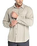 Outdoor Ventures Hemd Herren Freizeithemd Langarm Outdoor Shirt Atmungsaktive Schnell Trocknende Funktionshemd, Männer Frühling Sommer UV-Schutz Sportshirt Khaki L