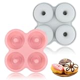 TNOMSNO 2 Stück Donuts Backform, 4 Hohlräume Antihaftbeschichtung, Hitzebeständigkeit und Silikon Backform, Donutform, Donut Backform für Kuchen, Kekse, Bagels und Muffins