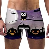 Lorvies Herren Badeanzug für Halloween, Nacht, Eulen, kurz, quadratische Beine, schnell trocknend, Größe S Gr. Verschiedene Größen, multi