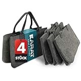 KARAT Filztasche Shopper Holzkorb für Kaminholz, robuste Einkaufstasche aus Filz universell einsetzbar, Filzkorb mit Griffen 50x25x25cm, grau 30 L Vol. (Conny) (4 Stück)