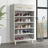 Xichuzi Schuhschrank, Schuhe Schrank, Schuhregal, Shoes Cabinet, Schrank Für Schuhe, Schuh Kommode, Betongrau 60x35x105 cm Holzwerkstoff