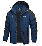 TACVASEN Herren Jacke Übergangsjacke Leichte Regenjacke Outdoorjacke Wasserdicht Atmungsaktiv Wanderjacke Skijacke Arbeitsjacke (XL, Navy)