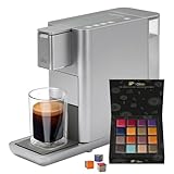 Tchibo Qbo ICONIC Premium Kapselmaschine inkl. 16 recyclebaren Qbo Kaffeekapseln für Espresso, Caffè Crema und Caffè Grande, hochwertiges, kompaktes, innovatives Design, Frozen Silver, Grau