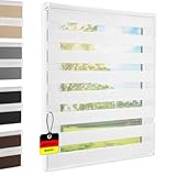 Doppelrollo Klemmfix ohne Bohren Weiß 100x140 cm [Stoffbreite 96cm] Duo Rollo Fensterrollo für Fenster/Türen Gardine Klemmrollo Seitenzugrollo Sichtschutz Sonnenschutzrollo Zebrarollo