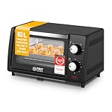 TZS First Austria - Minibackofen 10L 800W - Mini Backofen stufenlose Temperaturregelung bis 230°C - Miniofen 60 Min. Timer, 2 Einschubhöhen, Backblech & Grillrost - Für kleine Küchen & Camping