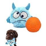 Enjoying Interaktives Hundespielzeug, 2-in-1, Plüsch, quietschend, kleine Bälle, Haustierspielzeug, Halloween, Weihnachten, für kleine, mittelgroße und große Hunde, blaues Monster