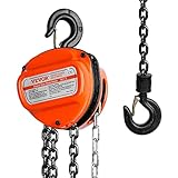 VEVOR Flaschenzug 1T Tragkraft Kettenzug 5,6m Hubhöhe Seilzug mit 360° drehbarer Haken Hebezug Ф6x18mm Hubkette Hebelzug aus Kohlenstoffstahl Ratschenzug 320N Zugkraft Robuste G80-Kette