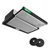 KICHPOWER Flachschirmhaube Dunstabzugshaube 60 cm, A+++, 400 m³/h, Einbau Flach Abluft Abzugshaube, Teleskopischer Aluminiumfilter, mit 2 Aktivkohlefiltern und Rauchrohr, LED-Beleuchtung