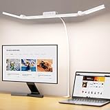 EppieBasic Schreibtischlampe LED Klemmbar,24W 3-Lampenköpfe Dimmbar für Homeoffice, 1200LM Augenschutz Schwanenhals Büro Tischlampe,Monitor Lampe Weiß 4 Farbtemperatur-Helligkeitsstufen 30Min Timer