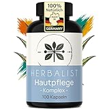 Herbalist Hautpflege Komplex – Hautpflege Kapseln & Antioxidantien Komplex, 100 vegane Kapseln mit Aloe Vera, Hagebutte, Gotu Kola, Grüntee, Astaxanthin & Grapefruit, laborgeprüft, ohne Zusätze