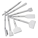 Regiis Tech 8 Stück SDS Plus Meißel-Set, Mauerwerk Betonbohrer-Set, Fliesenentfernungsmeißel Bits für Bohrhammer mit Spitze, flache breite Fliese, geneigte Nuten, Schaben, Skaliermeißel