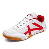 Hixingo Badmintonschuhe, Tennisschuhe Herren Damen Masche Squashschuhe Gepolsterte Sohle Sneakers, Turnschuhe für Tennis, Badminton, Volleyball (Rot,40)