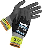 Uvex phynomic XG, 3 Paar - Montagehandschuh, Schutzhandschuh, Arbeitshandschuh - extra grip, wiederstandsfähig & feinfühlig - schwarz, grau - Größe 09/L
