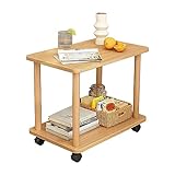 RFEGJVII Beistelltisch, moderner Nachttisch, Couchtisch, Teetisch, Nachttisch, kleiner Beistelltisch mit 360-Grad-Drehgelenk, Heimdekoration für Wohnzimmer, Balkon, Schlafzimmer, Büro, Holzfarbe Woo
