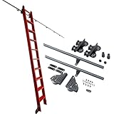 LDTTYRC 3,3–20 Fuß Schiebeleiter-Schienensatz für Bibliotheken, schwarz, Stand-Up-Spannungsroll-Hardware-Satz, Erweiterungssatz, Mobile Leiterschiene für Loft-Büro (ohne Leiter) (Schienensatz 19,7 F