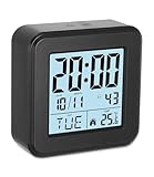 TIDEVAN Mini Wecker Digital Digitaler Wecker Funkwecker Digital Batterie Alarm Clock,Digitaler Reisewecker Klein Uhr mit Temperaturanzeige,Nachtlicht mit Snooze Moduls(Batterie Nicht Enthalten