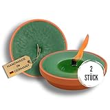 Lavalis 2x handbefüllte Outdoor-Flammschale aus recyceltem Wachs in Terrakotta-Schale, 9 h Brenndauer, 15 cm Flammenhöhe, windfeste Garten-Kerze für Draußen, mit dickem Docht, 15,5 cm Ø