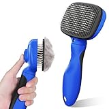 Zivacate Katzenbürste Hundebürste, Selbstreinigende Zupfbürste, Hundekamm Fellbürste Hund Sanft Entfernt Unterwolle, Massage Fellpflege Bürste für Mittel und Langhaar Hunde Katzen - Blauschwarz