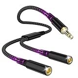 Audio Splitter, Audio Klinke Y Splitter Adapter 3.5mm Stecker auf Buchse Headset Stereo Aux Adapter Splitter Kabel Kopfhörer Doppelstecker für Tablet, Laptop, Samsung, Smartphone, Lautsprecher, PC