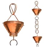 Monarch Rain Chains 17002 Siam Cup Regenkette Ersatz Fallrohr für Dachrinnen, 2,5 m Länge, Kupfer