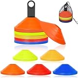 SUBTLETY Markierungshütchen Kegel mit Pylone & Tragetasche 50 Stück Markierungsteller für Beweglichkeits- & Koordinationstraining Hütchen Set für Fußball Handball Hockey Rollschuhlaufen