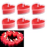 Romantische Kerzen in Herzform,Herz Romantische Teelichter,Herzförmige Romantische,Kerzen Deko Für Valentinstag,Herz Kerzen Teelicht,Teelicht Rot für Valentinstag für Heiratsantrag,Vorschlag (6 Stück)