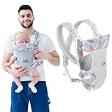 IULONEE Baby Tragen Wickeln Einstellbar 4 in 1 Multifunktional Träger Leichte Infant Carrier Babytrage ab Ergonomische Hände Frei Babytragetasche für 5-20kg Neugeborene Blau
