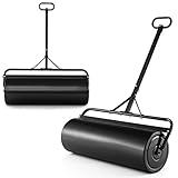 COSTWAY Rasenwalze Metall 63 L, Handwalze mit Griff, Gartenwalze Ø 30CM, befüllbar mit Wasser/Sand, Schwerlasttrommel Graswalze, Trommel Rasenroller für Ebenen Rasen, Garten, Park, Schwarz