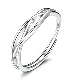 JeweBella Ring Silber 925 Damen Verstellbar Ringe Frauen Stapeln Daumenring Fingerring Eheringe Engagement Promise Ring Verlobungsring Damen Ring Damen Schmuck mit Geschenkkarte
