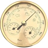 Besshepplo 3-in-1 analoges Barometer mit Thermometer, Hygrometer, Heimwetterstation, 130 mm Thermometer, Hygrometer und Barometer für Echtzeitüberwachung