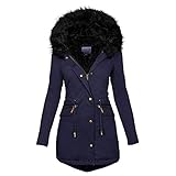 Winterjacke Damen Warm Gefüttert Wintermantel Einfarbig Fleecejacke Elegant Windbreaker Mit Taschen Winterparka Zipper Steppjacke Mit Knöpfen Daunenjacke Baumwolle Outdoorjacke Winter Casual