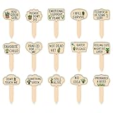 Lustige Pflanzenmarker aus Holz, lustige Pflanzenmarker für den Garten | 15 Pflanzenstecker Etiketten - Kleine Pflanzenmarker für Sukkulenten, Pflanzenetiketten