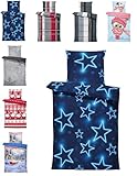 one-home Winter Bettwäsche Thermo Fleece Kuschelig Warme Bettbezüge Flauschig Warm Weich, Größe:2 teilig 135x200 cm, Farbe:Sterne blau