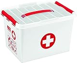 Sunware Q-line Erste-Hilfe Aufbewahrungsbox mit Einsatz 22L weiß rot