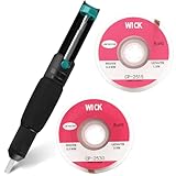 Entlötpumpe Set, Entlötpumpe und 2 Entlötlitze, Desoldering Wick&Desoldering Pump,2pcs Entlöten Docht, Lötmittel Sauger Vakuumpumpe Solder Removal Tool (2,5 mm* 1,5 m und 2,5 mm* 3 m)