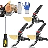 Festberg Gardencutter Pro, Hochleistungs-Gartenschere, Gardenslicer Pro, Gepolsterter Komfortgriff, Ergonomisch Gartenschere, Schere Für Präzisen Schnitt Von Ästen, Zweigen Und Blumen (3 Stück)