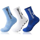 Sykerout Fußballsocken für Anti Rutsch Grip Fußballsocken für Herren Damen Sportsocken Fußball Absorbiert Schweiß 39-46 Atmungsaktiv Laufsocken (Himmelblau+Weiß+Blau)