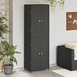 Zeehear Gartenschrank Schwarz 59x40x180 cm, Poly Rattan Outdoor Aufbewahrungsschrank, Wasserfestes Design mit 4 Fächern, Robuster Stahlschrank für Garten & Terrasse