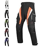 Motorradhose für Damen und Herren, gepanzerte Cordura-Überhose, Enduro, ATV, Dual Sport, Motocross, Cargohose, Arbeit, Touring, Orange, 32-40