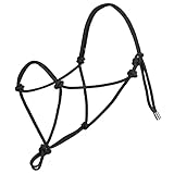 Harrison Howard Seilhalfter für Pferde – super stabiles Trainingshalfter mit 2 Knoten, 6,35 mm steife Schnur – Standardgröße – Schwarz