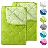 wometo 2 Stück Microfaser Sommer Steppbett Wende-Design 135x200 oekoTex - grün und hellgrün Kochfest 95° Sommerbettdecke Leichtsteppbett I ohne Bezug verwendbar I 2er Set
