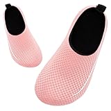 Badeschuhe Kinder Schwimmschuhe Wasserschuhe Schnell Trocknend Strandschuhe Aquaschuhe für Mädchen Baby Beach Pool(Linie Rosa 18/19 EU)