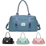 Turnbeutel für Damen und Herren mit Schuhfach, großer Sporttasche, Trainingshandtasche, Yoga-Tasche, trocken nass, getrennt, für Sport, Reisen, Schwimmen, Yoga, Wandern, Camping, marineblau