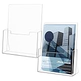 Tefola 2 Stück Transparent Tisch Prospekthalter, Prospektaufsteller Prospektständer, Prospekthalter Flyer Ständer, Werbung Aufsteller, Tisch Prospektständer, Acryl Flyerständer für Menü Faltblatt