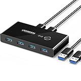 UGREEN USB Switch 2PC USB 3.0 Switcher 2 In 4 Out USB KVM Switch mit 2 USB 3.0 A auf A Kabeln für Tastatur, Maus, Drucker, Scanner, USB Sticks usw.
