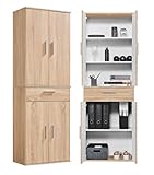 mokebo Mehrzweckschrank Büroschrank 'Der Praktische' (60x180 cm) aus Holz, mit Schublade, Aktenschrank, auch als Schuhschrank, Flurschrank oder Aufbewahrungsschrank in Sonoma Eiche