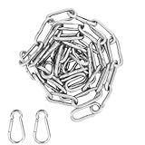 Kette Edelstahl Stahlkette Edelstahlkette Meterware 1M Diameter 3MM Metallkette Gliederkette Meterware 304 Edelstahl Kette mit Karabiner Kette zum Aufhängen Hundekette Hängesessel Verlängerungskette