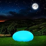 Drcowu Solarlampen für Außen Kugel, solarkugel für außen, Leuchtkugel Garten Solar 16 Farbwechsel, Solar-Deko-Stein Lichter mit Fernbedienung für Rasen Hinterhof Patio Inneren[Energieklasse A]