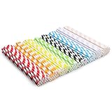 DK177 200 Stück Strohhalminkhalme Papier Biologisch Abbaubare, Bunte Cocktail Strohhalme Trinkhalme, Umweltfreundlich Papierstrohhalme für Geburtstag Hnd Party, 8 Farben