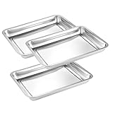 VINTORKY 3er Set Edelstahl Backblech Rechteckige Ofenpfanne Mit Tiefem Rand Robuste Und Langlebige Backbleche Für Vielseitige Verwendung Ideal Für Braten Und Backen